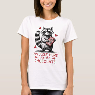 T-shirt Joli raton laveur Je suis juste ici pour le chocol