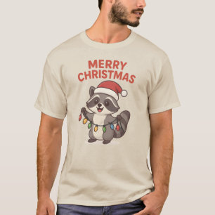 T-shirt Joli Raton Laveur Père Noël Lumières de Noël Amusa