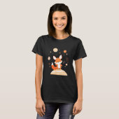 T-shirt Joli Renard De L'Espace Rouge Flotte Dans L'Espace (Devant entier)