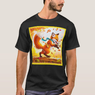 T-shirt Joli Renard Rouge dans la peinture de saison d'aut