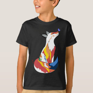 T-shirt Joli Renard Rouge Et Jaune Et Mignonne Papillon