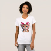 T-shirt Joli Renne Petit Chat | Amusing Chat de Noël pour (Devant entier)