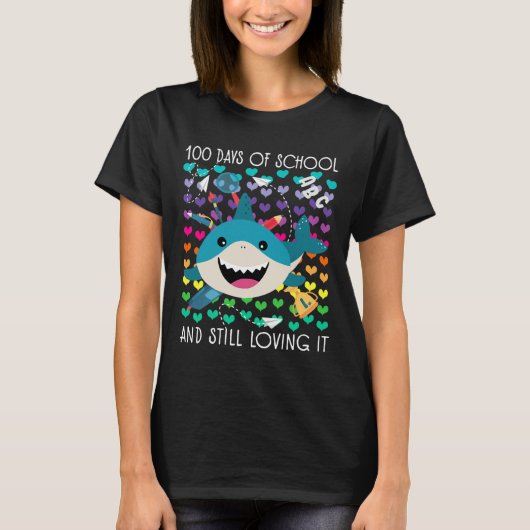 T-shirt Joli Requin 100 Jours D'École Et Toujours Aimant (Devant)