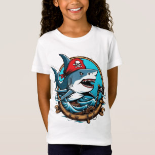 T-Shirt Joli requin pirate en bateau