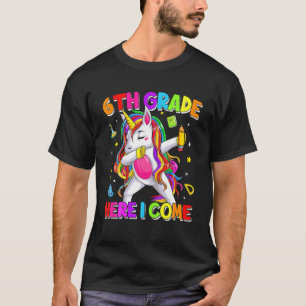 T-shirt Joli Retour À L'École Unicorne Dabbing 6E Grade 6E