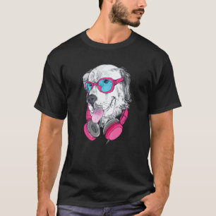 T-shirt Joli Retriever Golden Hip Dog Avec Lunettes De Sol