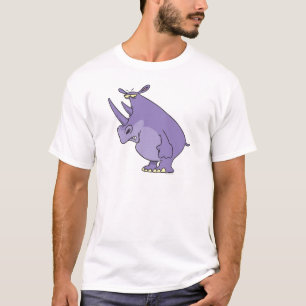 T-shirt joli rhino rhinocéros violet idiot dessin animé
