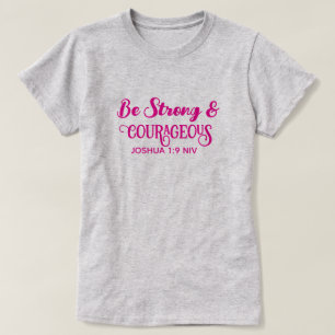 T-shirt Joli Rose Chaud Fort et Courageux Gris Simple