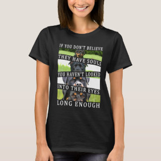 T-shirt Joli Rottweiler yeux roses regarder chien d'intéri