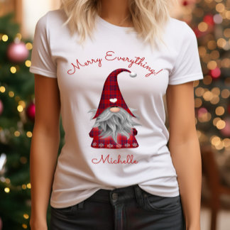 T-shirt Joli Russe Joyeux Tout Noël Gnome Elf