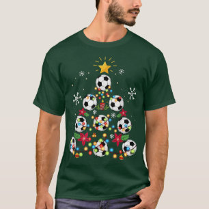 T-shirt Joli sapin de Noël balle de football Santa Hat Fam