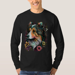 T-shirt Joli Sheltie Fleur Sheltie été Floral Shetland She