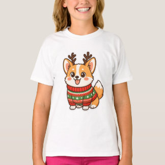 T-shirt Joli Sweat-shirt de Noël Ugly avec Chien Corgi