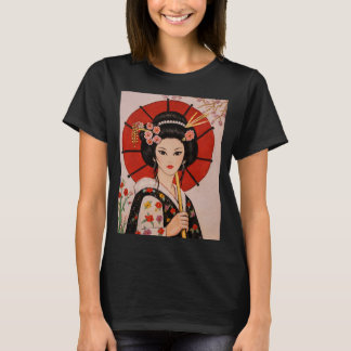 T-shirt Joli T shirt orné d'une belle Geisha Girl