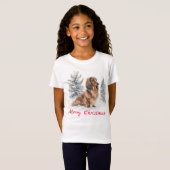 T-Shirt Joli teckel à longs poils pour Noël (Devant entier)