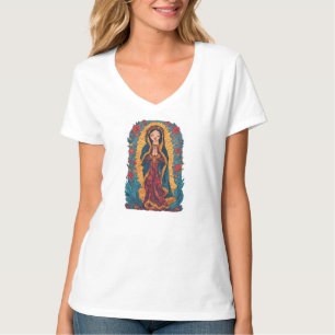 T-shirt Joli Tee Shirt Vierge de Guadalupe pour Femme enco