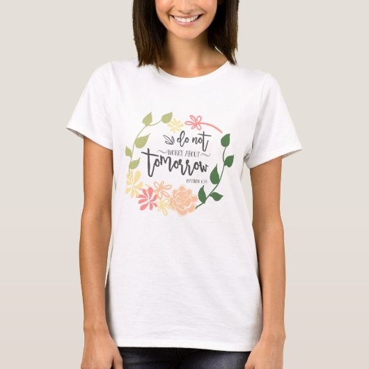 T-shirt joli verset Bible Floral wreath main letting chic (Devant)