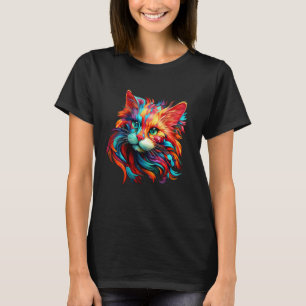T-shirt Joli visage de chat en art coloré pour les amoureu