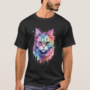 T-shirt Joli visage de chat Maine Coon coloré pour amateur