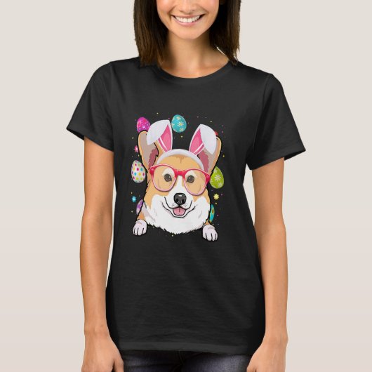 T-shirt Joli visage de chien Corgi de lapin de Pâques Jour (Devant)