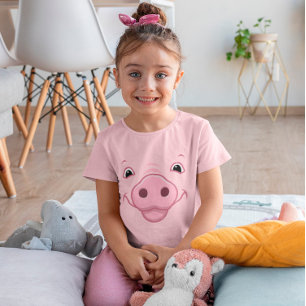 T-Shirt Joli Visage De Cochon Rose