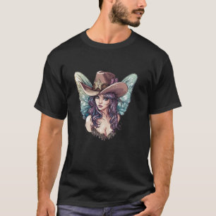 T-shirt Joli visage de fée avec ailes et tenue de chapeau