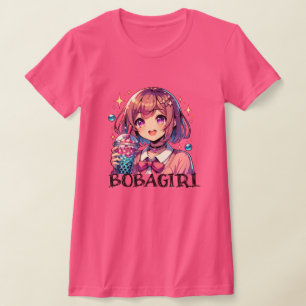 T-shirt Jolie Anime Girl tenant Bubble Tea