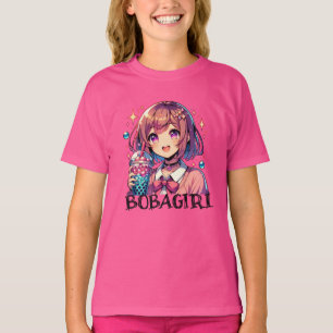 T-shirt Jolie Anime Girl tenant Bubble Tea