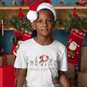 T-shirt Jolie aquarelle père Noël & snowmen Noël