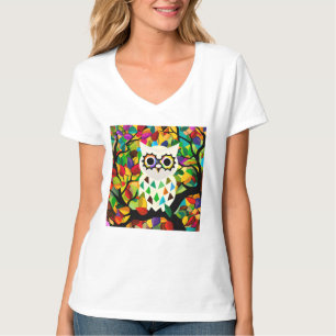 T-shirt Jolie Art de Hibou Coloré 