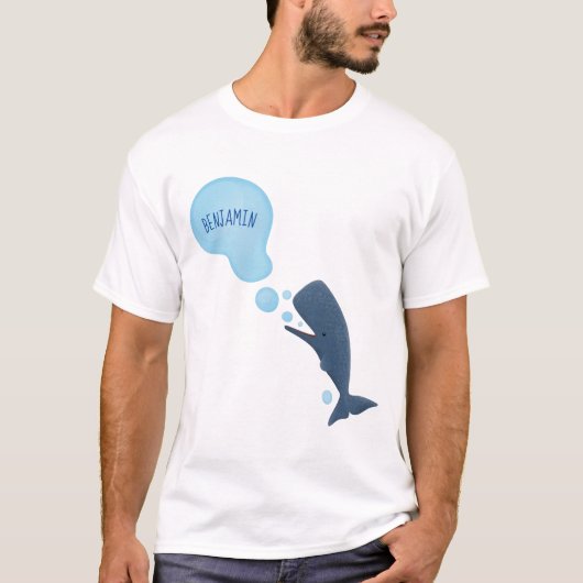 T-shirt Jolie baleine à sperme soufflant bulles dessin (Devant)