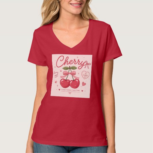 T-shirt Jolie Cerise (Devant)