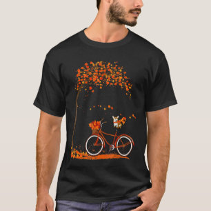 T-shirt Jolie Corgi en Automne Chien à Bicyclette Femme