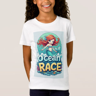 T-Shirt Jolie Course de Sirène Océan Enfants Amusant 🧜‍♀️