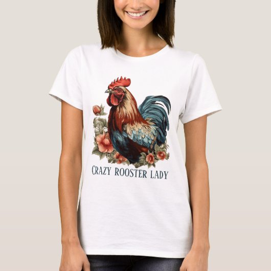 T-shirt Jolie dame de coq fou ajouter du texte (Devant)
