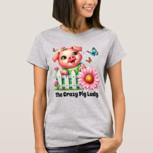 T-shirt Jolie dame de porc fou ajouter du texte