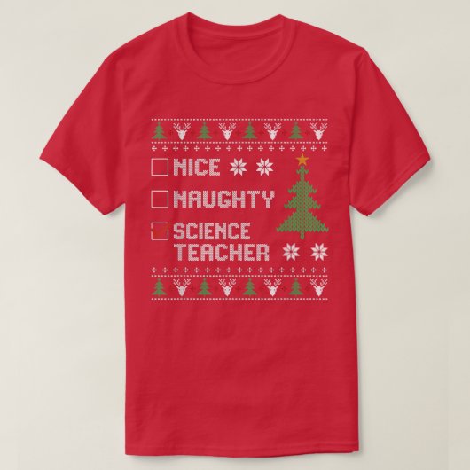 T-shirt Jolie enseignante de science vilaine affreuse Noël (Design devant)