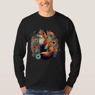 T-shirt Jolie esthétique de renard floral Cottagecore pour