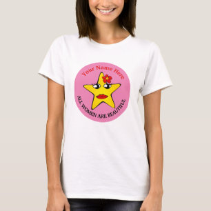 T-shirt Jolie étoile jaune Girl Power femmes sont belles
