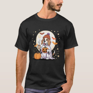 T-shirt Jolie fantôme Beagle Citrouille Boissons Bonnet Au