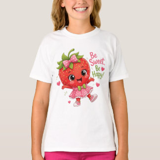 T-shirt Jolie Fille à la Fraise - Soyez Douce, Soyez Heure