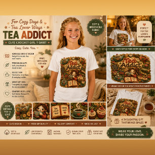 T-shirt Jolie Fille au Crochet Profitant du Café Cozy Cott