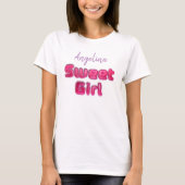 T-shirt Jolie fille bonbon rose lolly typographie (Devant)