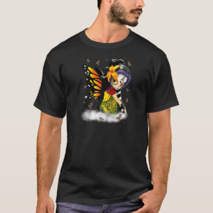 T-shirt Jolie Fille Crâne De Sucre Jour Des Morts Sensibil