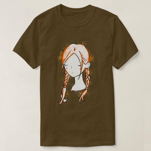 T-shirt Jolie fille longue coiffure rouge (Design devant)
