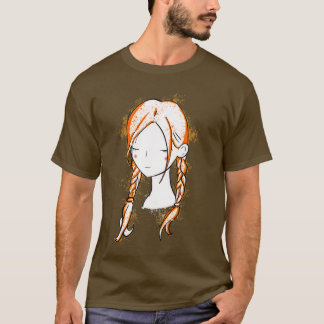 T-shirt Jolie fille longue coiffure rouge