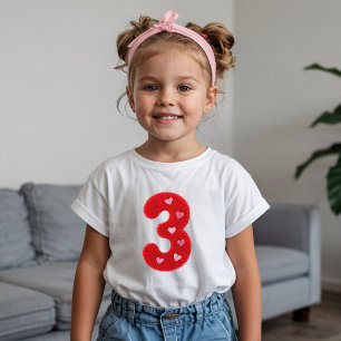 T-shirt Jolie Fille Pour Son Troisième Anniversaire Cœurs