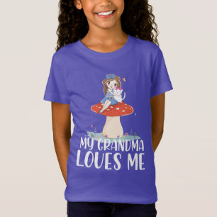 T-Shirt Jolie Fille Sur un Champignon Ma Grand-Mère Aime