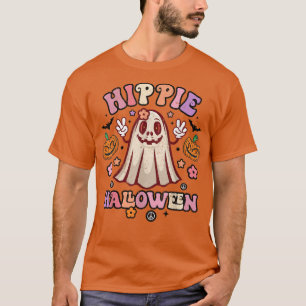 T-shirt Jolie Fleur Fantôme Hippie Halloween Citrouille Éf
