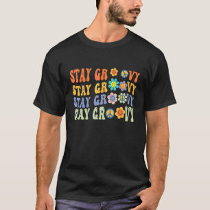 T-shirt Jolie Fleur Reste Groovy Hippie Rétro Vibes 70s